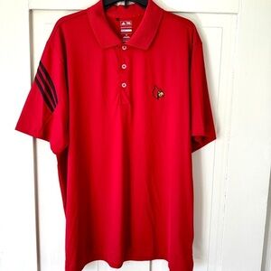 Adidas Red U of L Cardinals Short Sleeve Polo